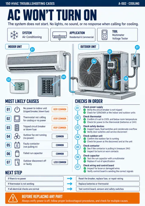 AC won't turn on diagnostic page