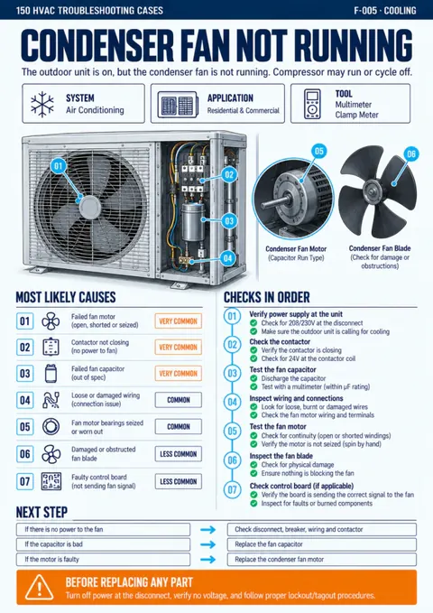 Condenser fan not running diagnostic page