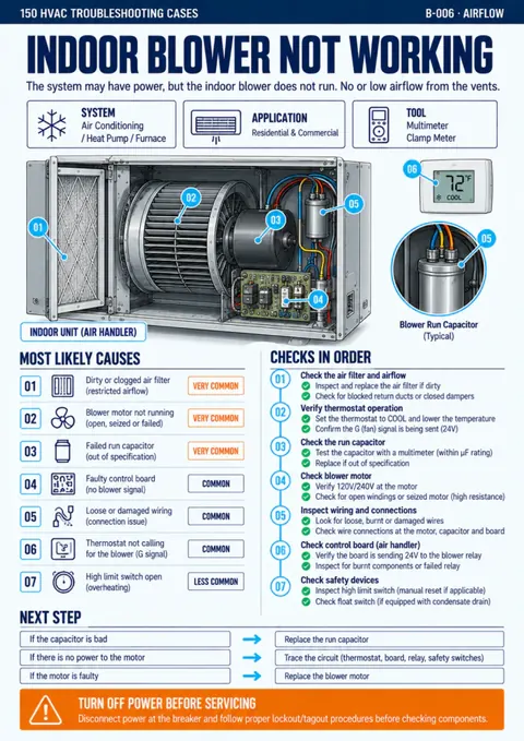Indoor blower not working diagnostic page